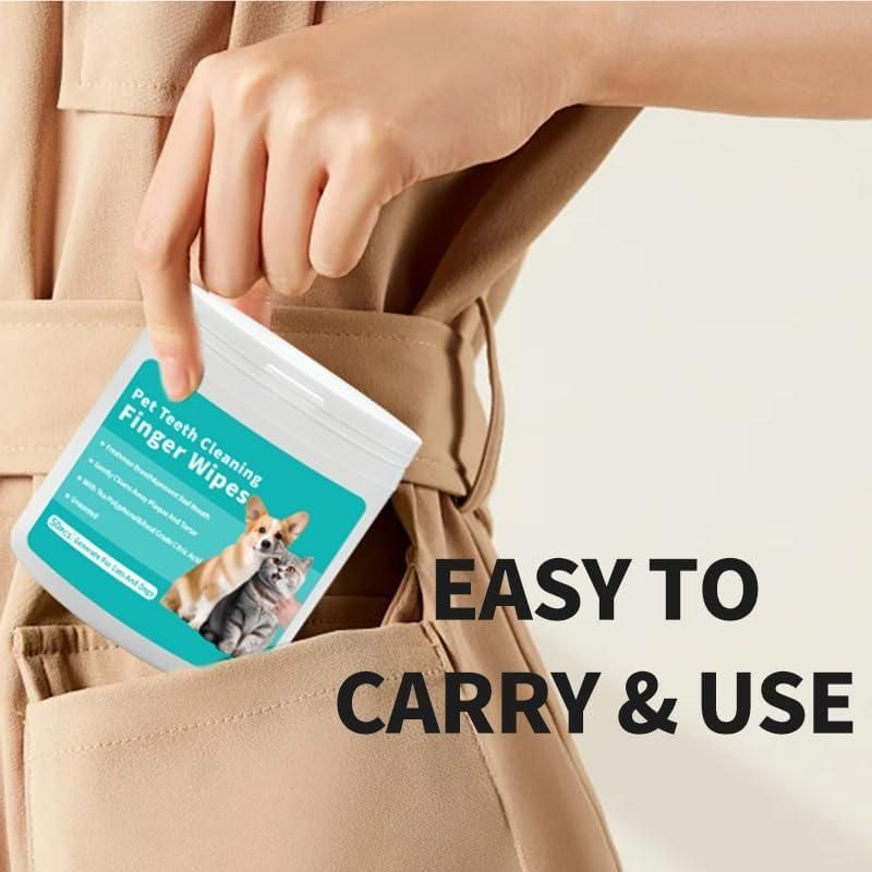 Disposable Teeth Finger Wipes For Pets - (Pack of 50 Wipes)