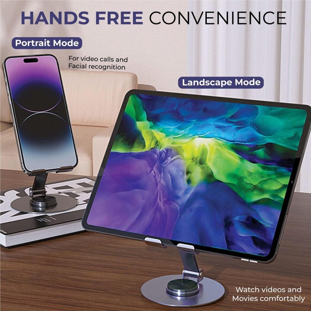 Premium Aluminum Mobile Stand and Tablet With (360° Rotation)