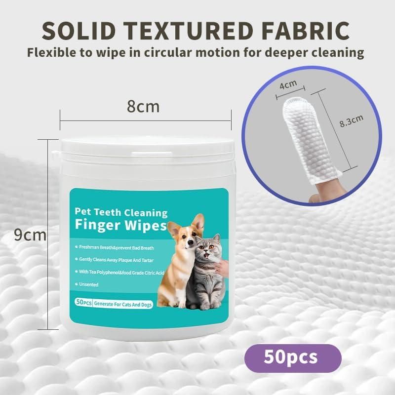 Disposable Teeth Finger Wipes For Pets - (Pack of 50 Wipes)