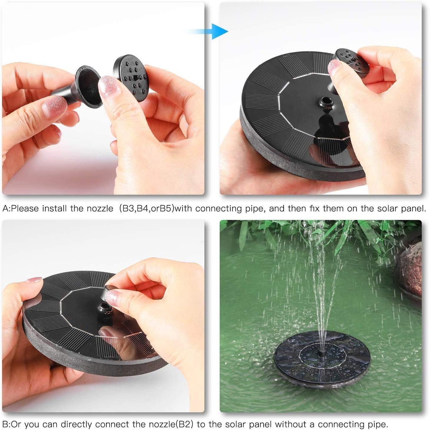🔥Solar Powered Floating Water Fountain🌀✅