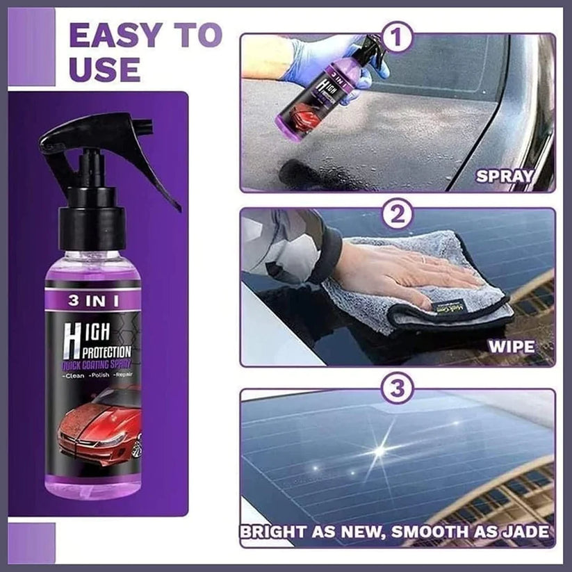 3 in 1 High Protection Quick Car Ceramic Coating Spray - (BUY 1 Get 1 Free)